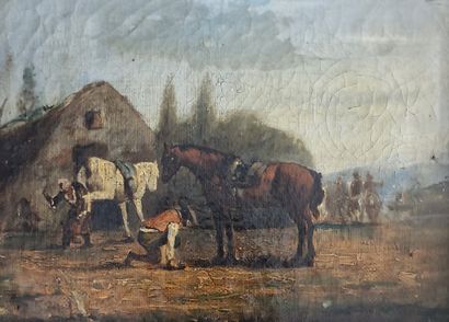 null 19th CENTURY SCHOOL
Farrier
OIL ON CANVAS
Unsigned
16 x 21.5 cm
(Restorations)
Posterior...