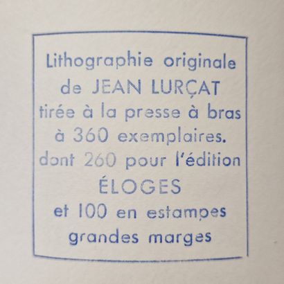 null Jean LURCAT (1892-1966) 
Les coqs siamois
LITHOGRAPHIE EN COULEURS
signée au...