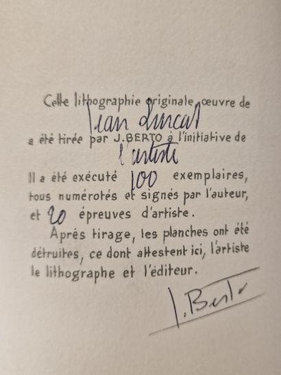 null Jean LURCAT (1892-1966) 
Les coqs 
LITHOGRAPHIE EN COULEURS
Exemplaire d’artiste
Signée...
