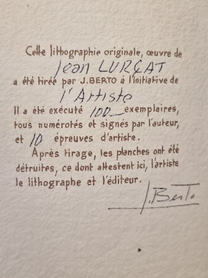 null Jean LURCAT (1892-1966) 
Papillons dans les feuillages 
LITHOGRAPHIE EN COULEURS
Numérotée...
