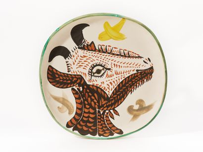  Pablo PICASSO (1881-1973) MADOURA Edition
GOAT'S HEAD IN PROFILE - 1952
Ceramic... Gazette Drouot