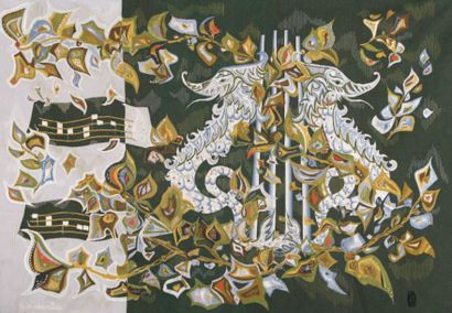 M .M Charollais (XXème siècle ) Tapisserie décorative N°3/6 - circa 1960 (154x218...