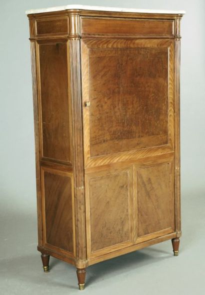 null Armoire en placage d'acajou Style Louis XVI - XIXème siècle (149x86x43 cm)