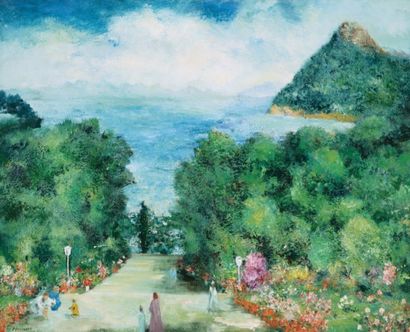 Ricardo Zamorano (né en 1930) "Parc animé " Huile sur toile signée (65x81 cm) (d'un...