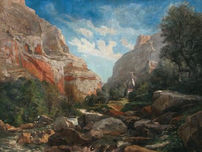 Ernest Buttura (1865-1957) "Vallée de la haute Siagne" Huile sur toile signée en...