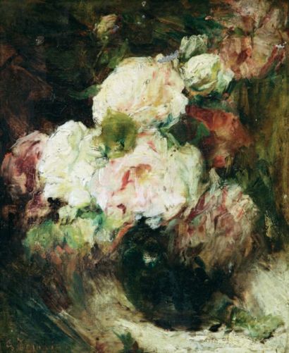 Georges Jannin (1841-1925) "Bouquet de fleurs" Huile sur toile signée en bas à gauche...