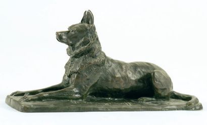 Pierre Tourgoeneff (1854-1912) Chien loup Bronze à patine nuancée signé sur la terrasse...
