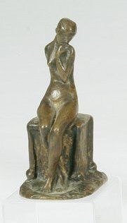 null - Ecole moderne Jeune femme assise - Bronze - Haut : 22 cm