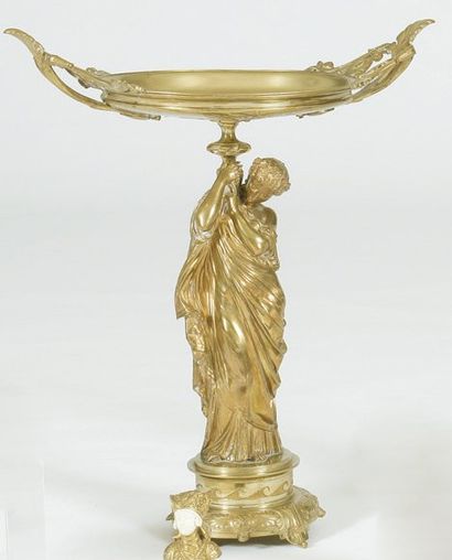 - Mathurin Moreau (1822 -1912) Coupe en bronze - Haut : 53 cm