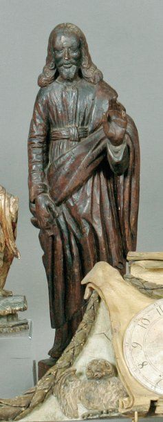 null - Christ Sculpture en bois patiné. Fin du XVIII début du XIXème - Haut : 63...