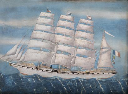 null TABLEAU - ÉCOLE FRANÇAISE, fin XIXe début XXe siècle

Un quatre-mâts barque...