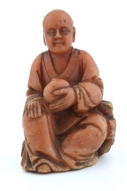 null Chine XIXème Siècle - Statuette en stéatite représentant un sage à la pêche...