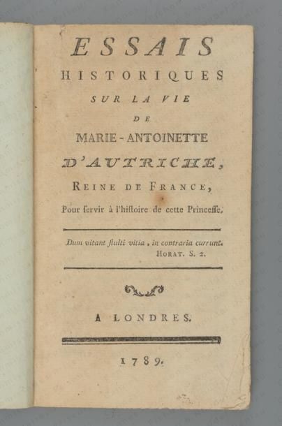 null MARIE-ANTOINETTE, reine de France (1755-1793)].

Essais historiques sur la vie...