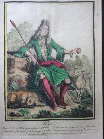 null BONNART Robert (1652-1733). 

Ensemble de trois estampes, rehaussées à l'aquarelle,...