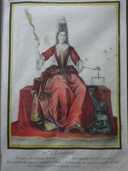 null BONNART Robert (1652-1733). 

La Béatitude. 

Ensemble de quatre estampes, rehaussées...