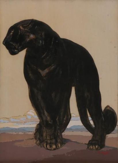 null Paul JOUVE (1878-1973)

Panthère noire debout

Lithographie en couleurs Circa...