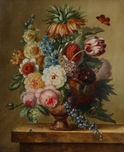 null DANS LE STYLE DU XVIIIème SIECLE

Vases de fleurs sur un entablement et insectes

Deux...