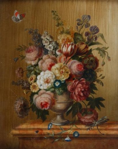 null DANS LE STYLE DU XVIIIème SIECLE

Vases de fleurs sur un entablement et insectes

Deux...