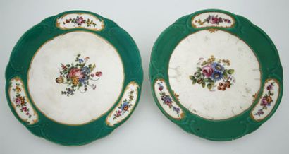 null SÈVRES - PAIRE D'ASSIETTES À PALMES

Porcelaine tendre, à décor polychrome au...