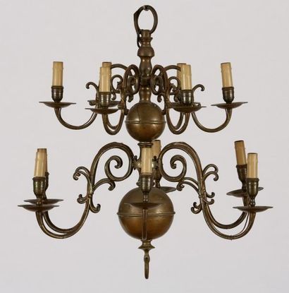null LUSTRE 2 couronnes de six lumières en bronze 

HOLLANDE XVIII-XIXème SIECLE

H....