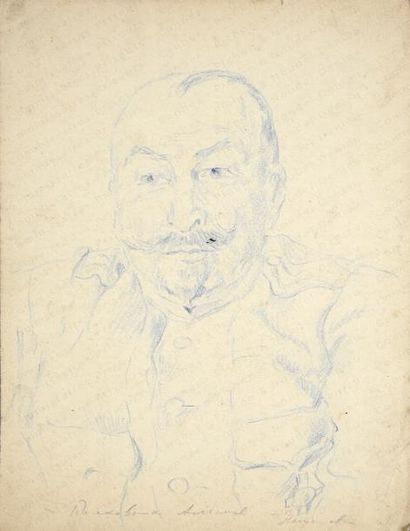 null SOLOGOUB Léonid Romanovitch (1884-1956). 

Portrait du Colonel Alexieff. 

Fusain,...
