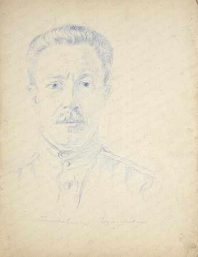 null SOLOGOUB Léonid Romanovitch (1884-1956). 

Portrait du Colonel Boulatovitch....