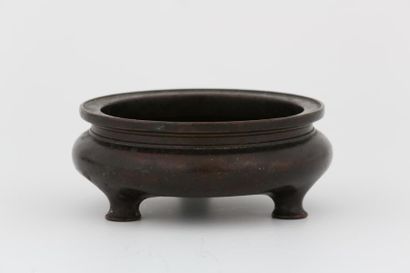 null CHINE Dynastie Qing (1644-1912)

BRÛLE-PARFUM tripode en bronze patiné de forme...
