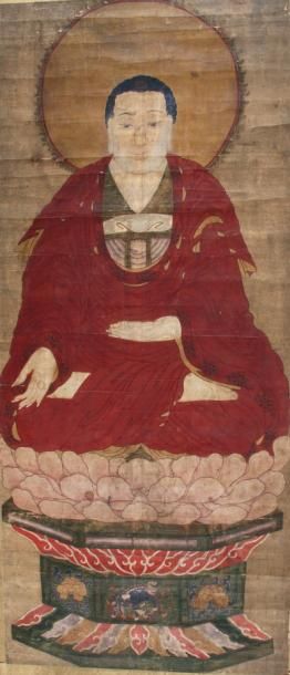 null JAPON XVIIIe Siècle 

PEINTURE représentant Bouddha en méditation sur lotus,...