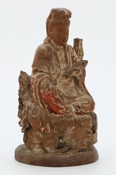 null CHINE Dynastie Ming (1368-1644)

GROUPE en bois sculpté et traces de polychromie...