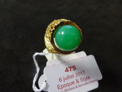 null BAGUE DOME d'Epoque 1970 

or ajouré sertie d'une perle de pierre dure verte

P.B....