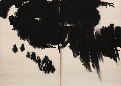 null T'ANG Haywen (1927-1991) - Composition en diptyque - 1973 - Encre sur carton...