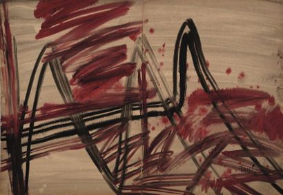 null T'ANG Haywen (1927-1991) - Composition en diptyque - 1968/1970 - Encre et aquarelle...