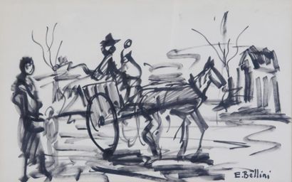 null Emmanuel BELLINI (1904-1989)

Voiture à cheval

Feutre 

Signé en bas à droite

À...