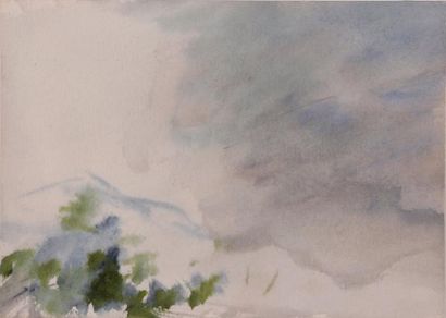 null T'ANG Haywen (1927-1991) - Paysage - Circa 1985 - Aquarelle sur papier (10,5...