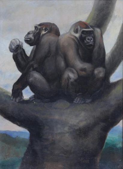 null André MARGAT (1903-1999)

Deux grands singes sur un arbre

Huile sur toile 

Signée...