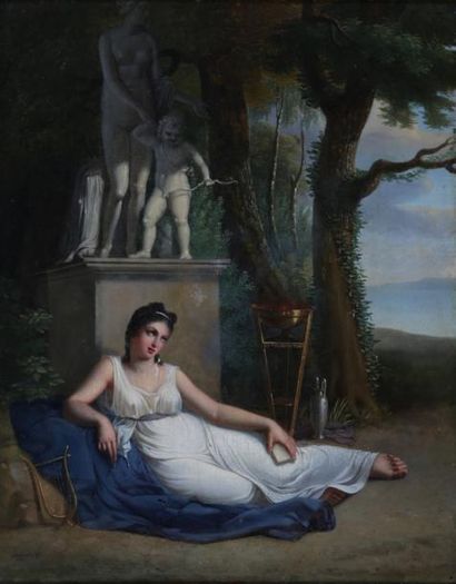 null Jacques-Antoine VALLIN (1760-1831), Attribué à

Femme à l'antique dans un paysage

Huile...