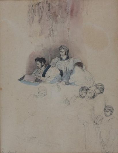 null Eugène LAMI (1800-1890)

L'Audition

Crayon noir et aquarelle 

Signé au crayon...