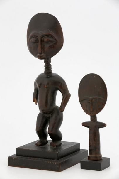null GHANA ASHANTI Lot de 2 sculptures Akua Ba, une poupée et une statuette (cassure...