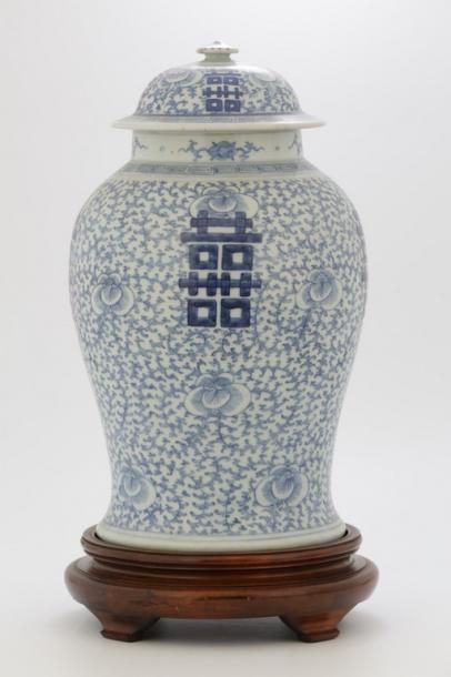 null CHINE Vers 1900

Potiche couverte en porcelaine blanc bleu décor de rinceaux...