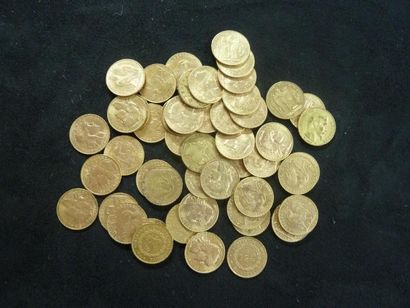 null Lot de 50 pièces or 20 Francs (France)

Poids: 323.50 g.

Frais de vente: 10%...