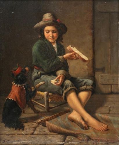 null Pierre Joseph TOUSSAINT (1822-1888)

Jeune garçon et chien

Huile sur panneau

Signée...