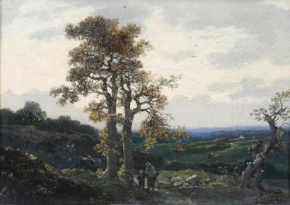null Jules LÉONARD (1827-1897)

Femme et enfant en lisière de forêt et Muletier à...