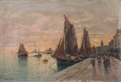 null Henri HOUBEN (1858-1931)

Port d'une ville du Nord, effet du soir

Huile sur...