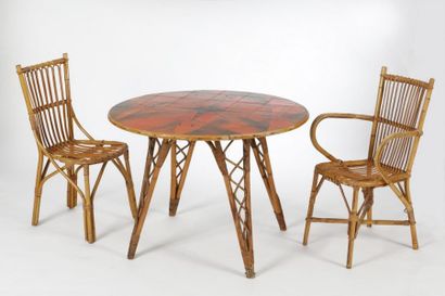 null Jacques LIGNIER (1924)

TABLE BOUSSOLE

Céramique

Montée sur piètement en rotin

Diam....