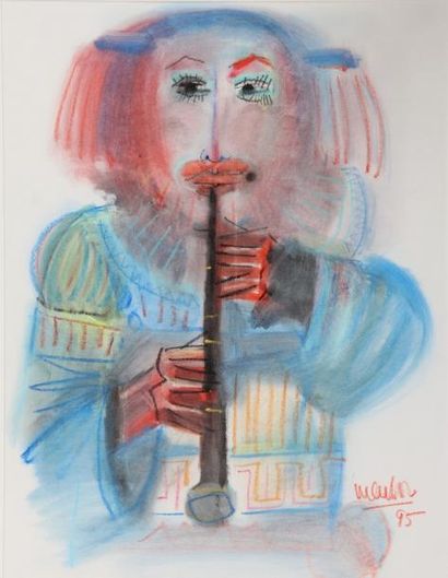 null Blasco MENTOR (1919-2003)

Clown musicien

Crayon gras

Signé en bas à droite...