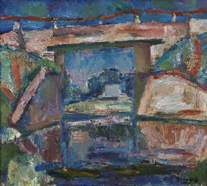 null Germain Palovich EGOSHIN (1931)

Le Pont

Huile sur toile

Signée en bas à droite

Contresignée...