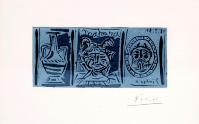 null Pablo PICASSO (1881-1973)

Madoura, 1961

Gravure sur linoleum

Signée au crayon...