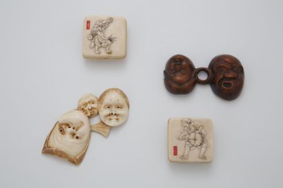 null JAPON Vers 1900

ENSEMBLE DE MASQUES ET MANJU en bois et ivoire

H. 3 à 6 cm...