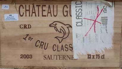 null 10/ 12 BOUTEILLES Château Guiraud

Sauternes 

2003

Bon niveau

Caisse boi...