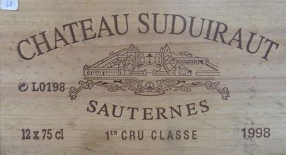 null 48/ 12 BOUTEILLES Château Suduiraut 

Sauternes 

1998

Bon niveau

Caisse ...